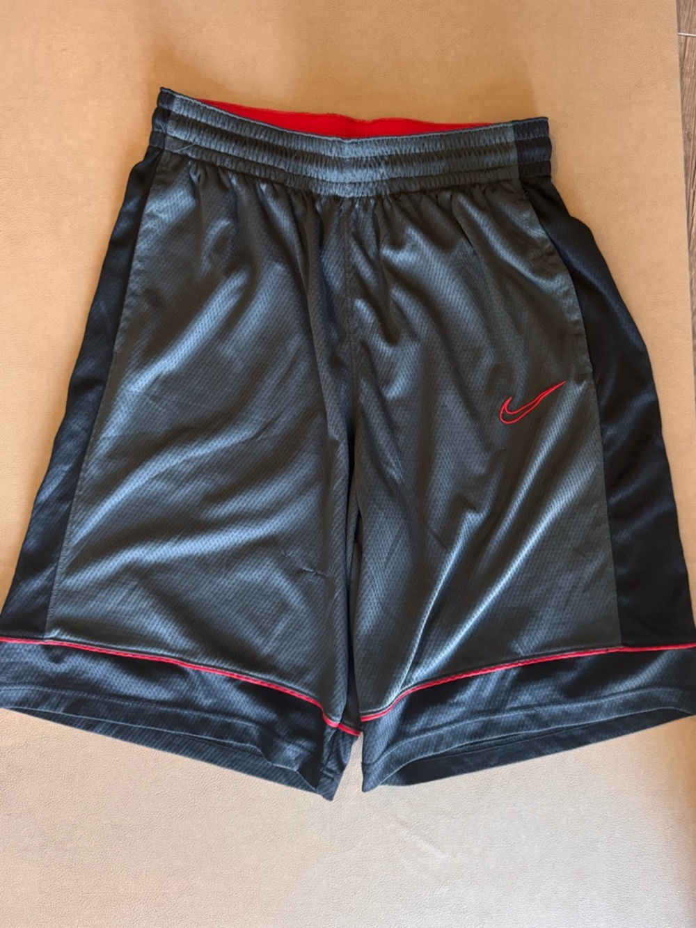 Nike Men’s Black Athletic Shorts with Red Trim